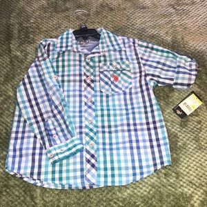 U.S. Polo Assn. Little Boy Shirt. Size5/6. Blue tile square pattern.